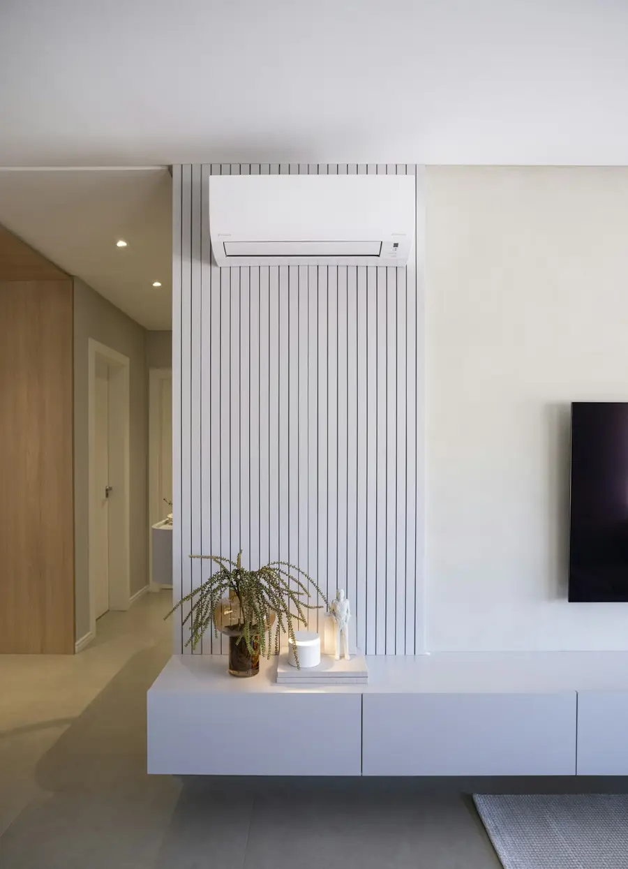 Bright living room with a wall-mounted mini split